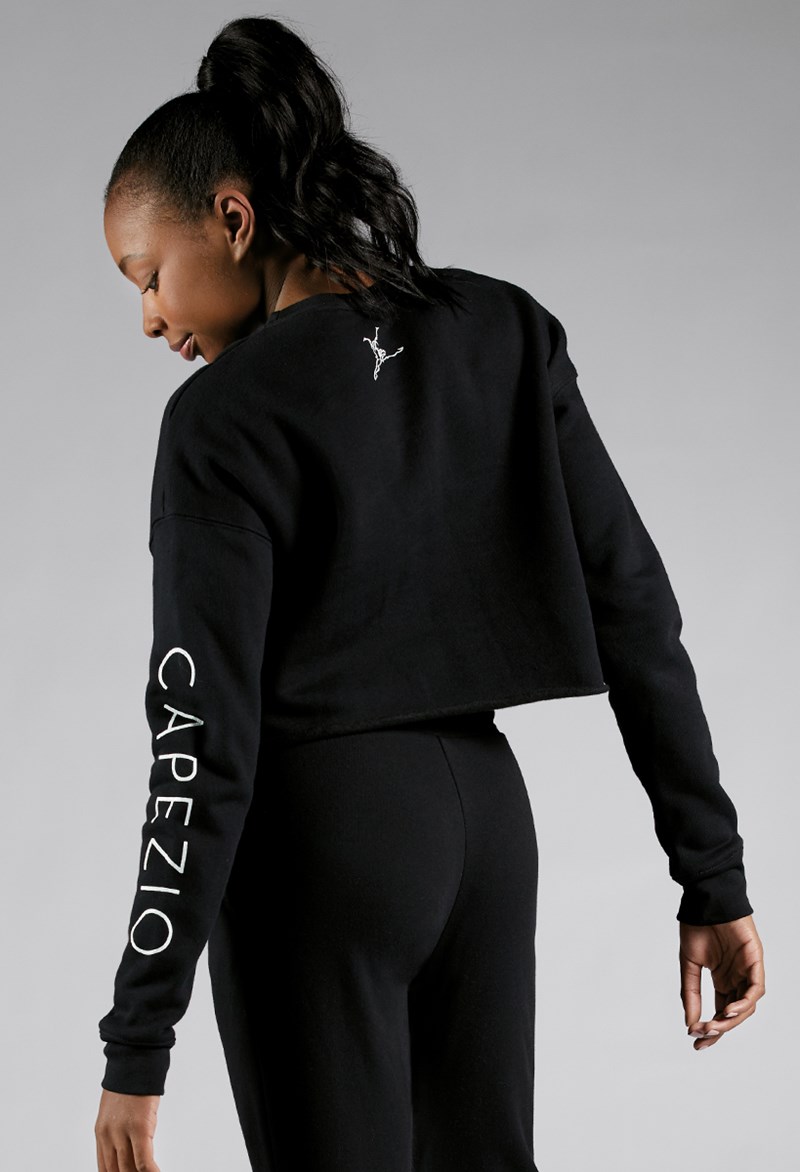 Dance Tops - Capezio Logo Crop Sweatshirt - Black - Large Adult - 11560W