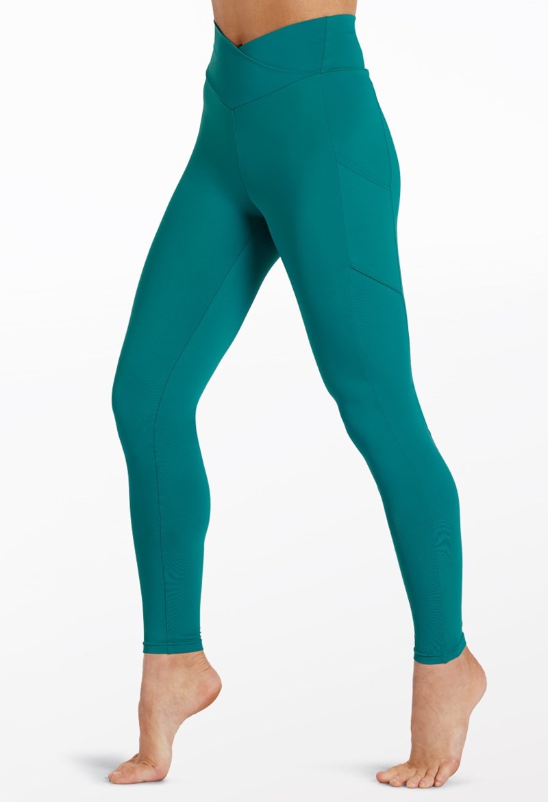 Dance Leggings - Crossover V-Waist Leggings - Jade - Intermediate Child - 14064