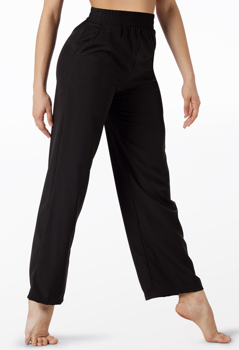 Dance Pants - Woven Tech Wide Leg Pants - Black - Large Adult - 14067