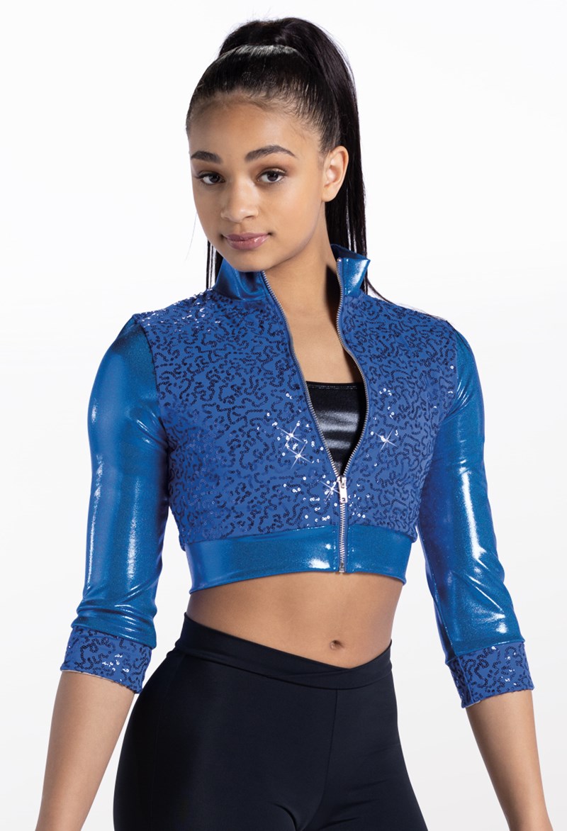 Dance Tops - Cropped Sequin Jacket - Royal - Small Adult - 14236