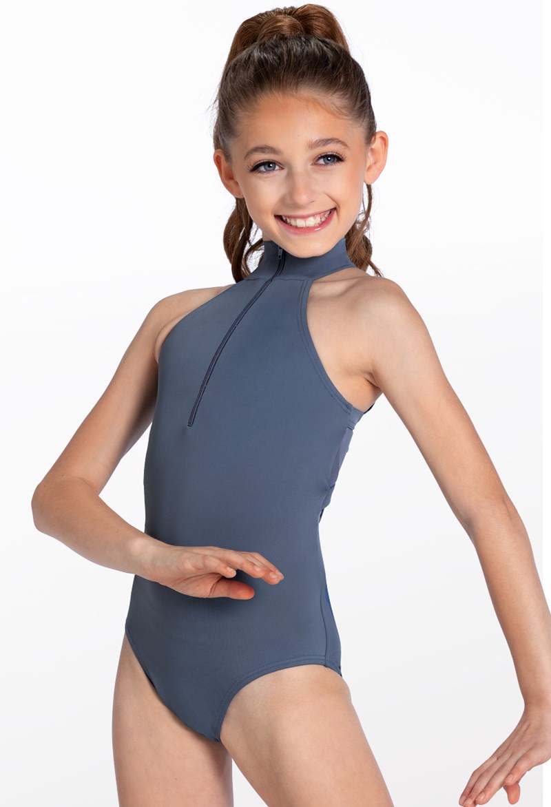 Dance Leotards - Zip-Front Cutout Back Leotard - INDIGO - Small Adult - 14276