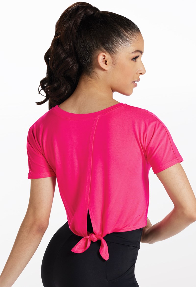 Dance Tops - Cropped Tie Back Tee - Cerise - Extra Small Child - 14277
