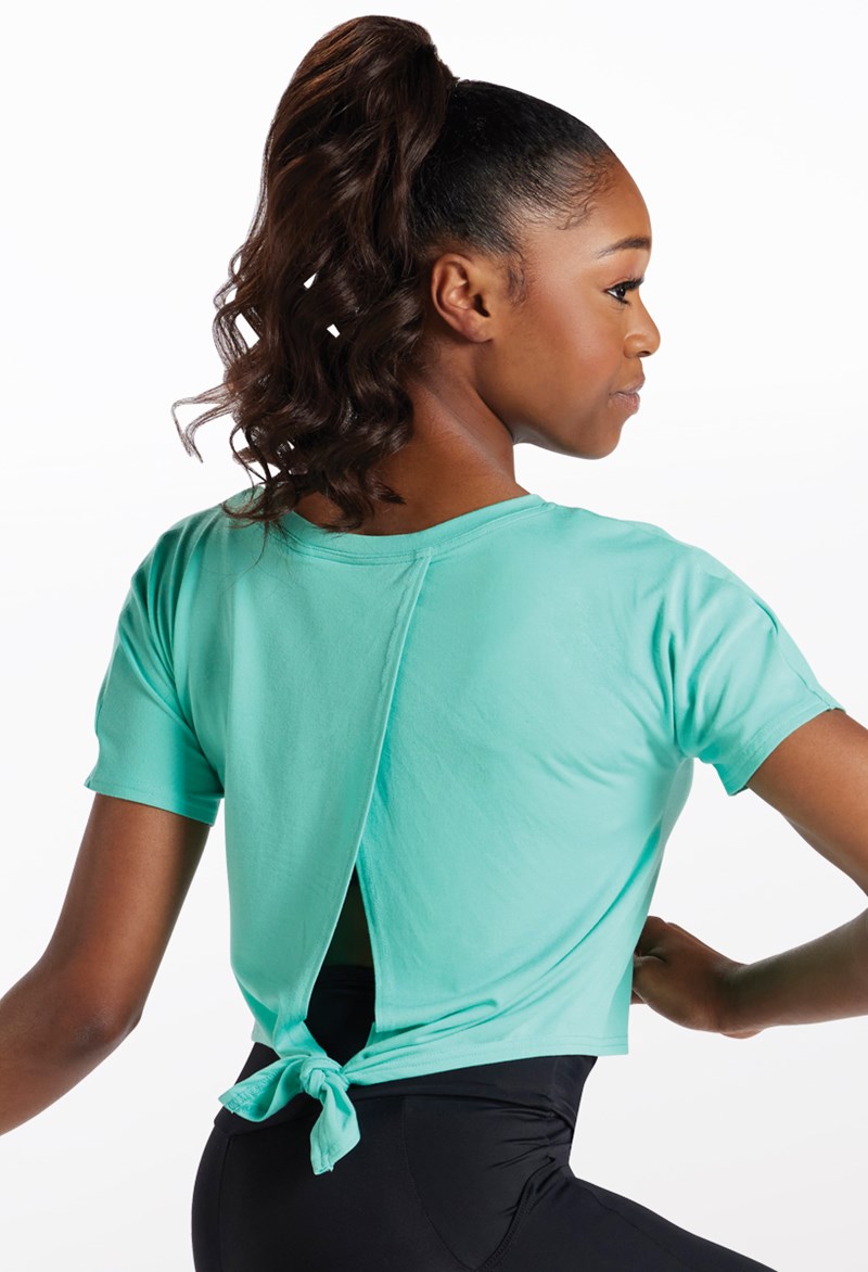 Dance Tops - Cropped Tie Back Tee - SPEARMINT - Extra Small Adult - 14277