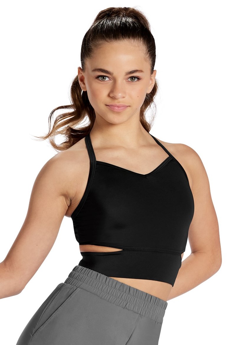 Dance Tops - Cutout Detail Crop Top - Black - Medium Child - 14281