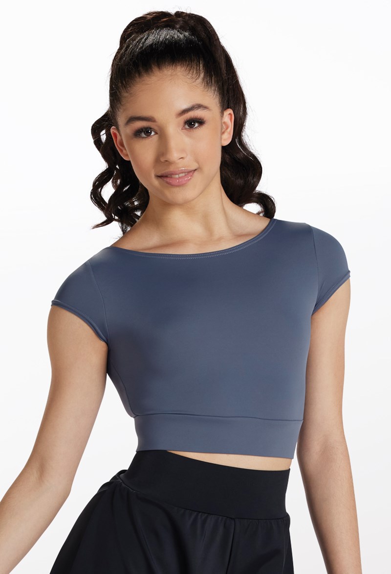 Dance Tops - Knotted Bow Back Crop Top - INDIGO - Medium Adult - 14282