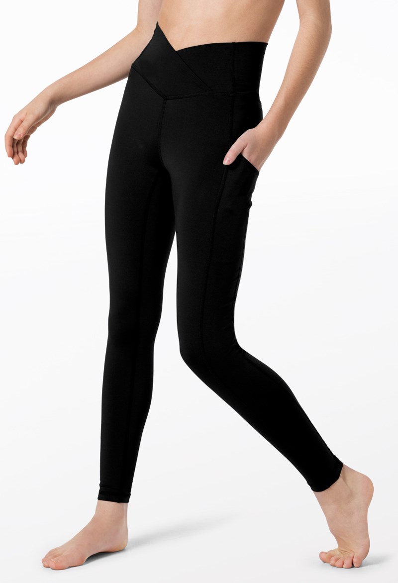 Dance Leggings - FlexTek V-Waist Leggings - Black - Large Adult - 14284