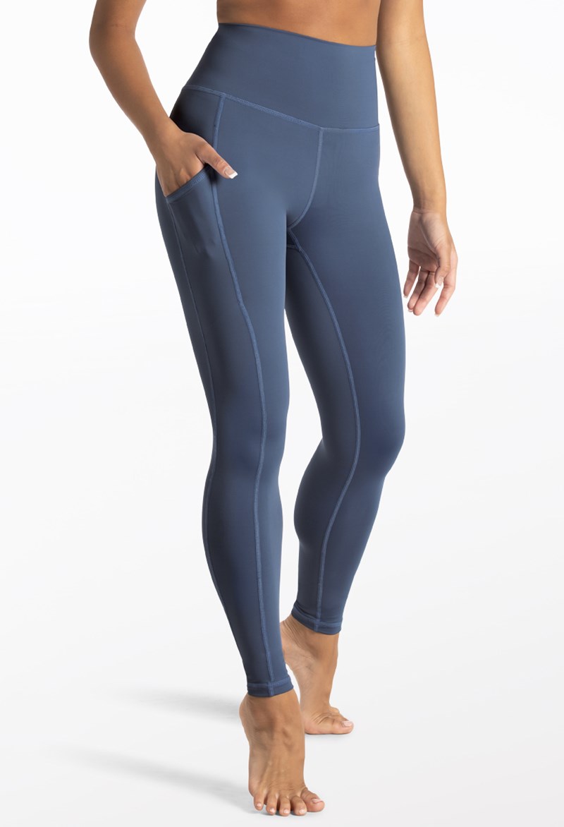 Dance Leggings - FlexTek Leggings With Pockets - INDIGO - Large Adult - 14285