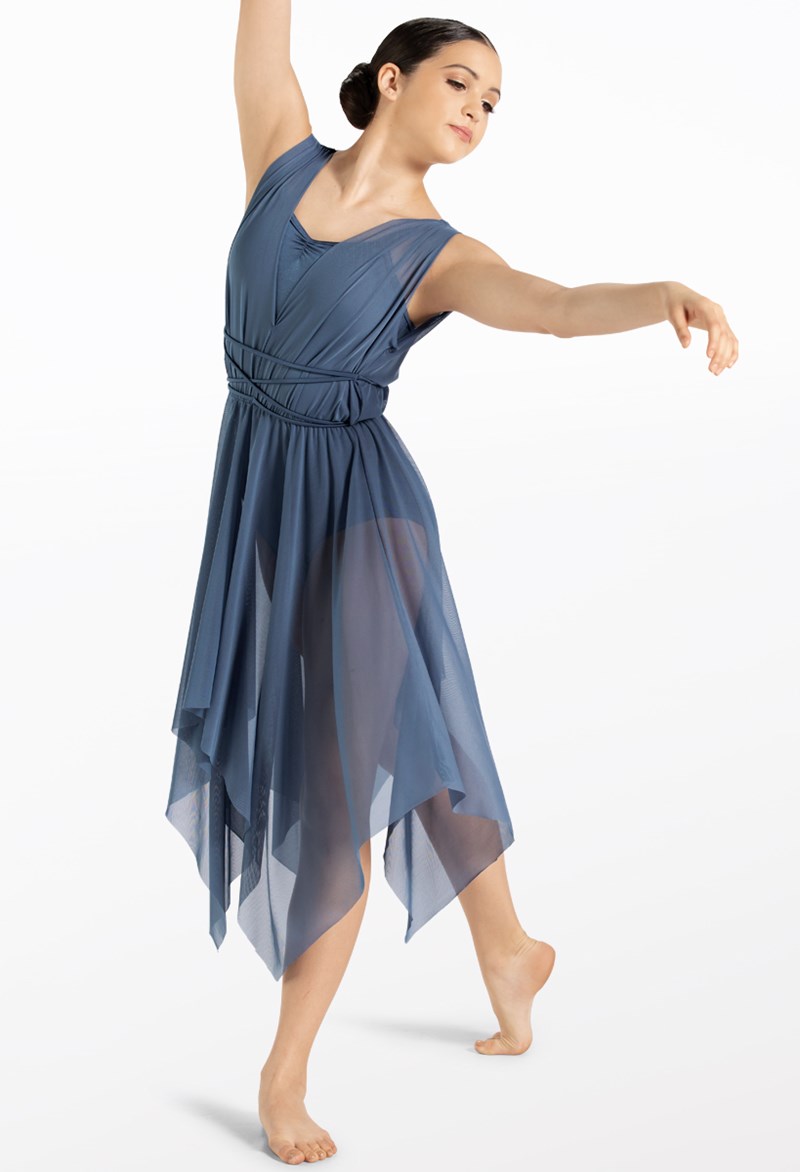 Dance Dresses - Mesh Handkerchief Hem Dress - INDIGO - Medium Adult - 14292