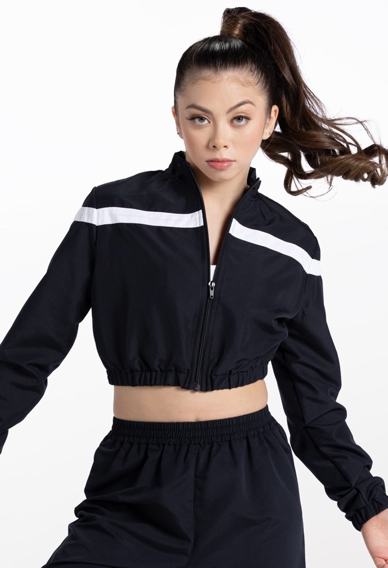 Dance Tops - Cropped Track Jacket - Black - Medium Adult - 14304