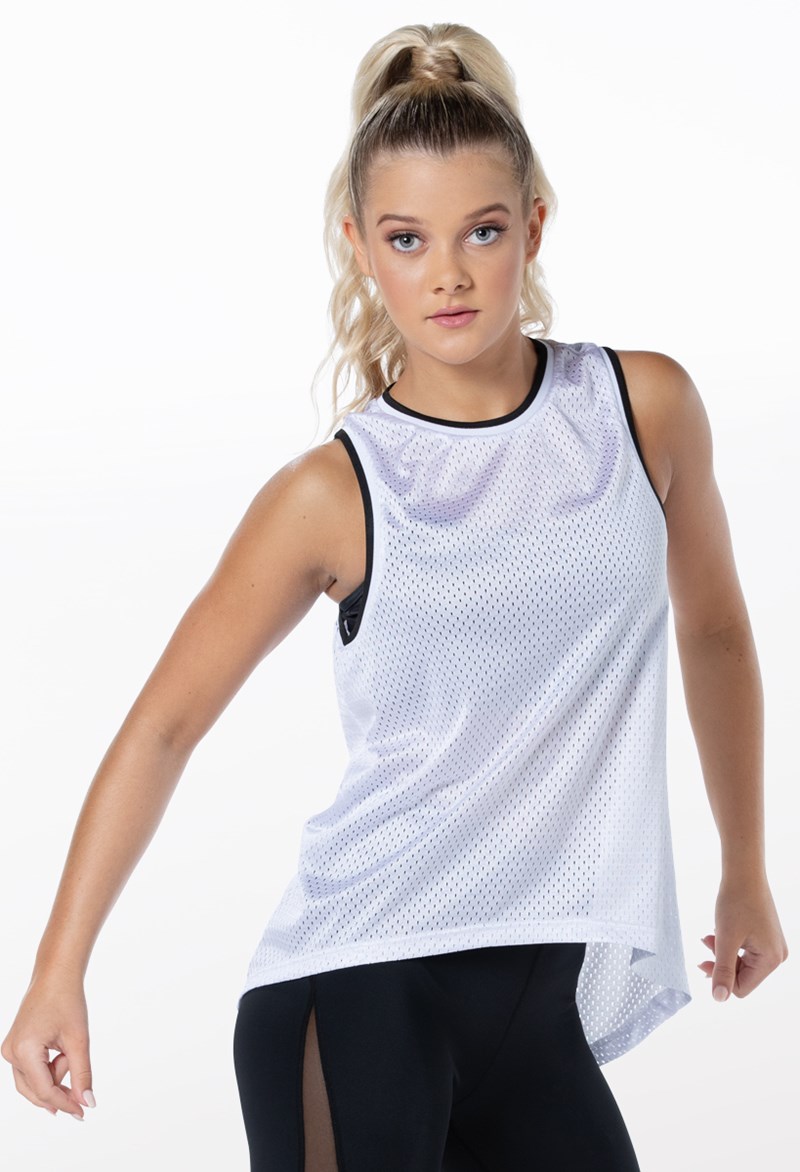 Dance Tops - High-Low Basketball Jersey - White - Small Adult - 14315