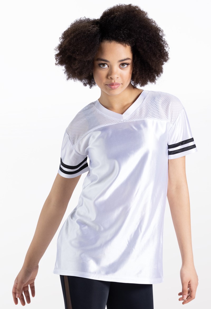 Dance Tops - V-Neck Football Jersey - White - Extra Large Adult - 14322