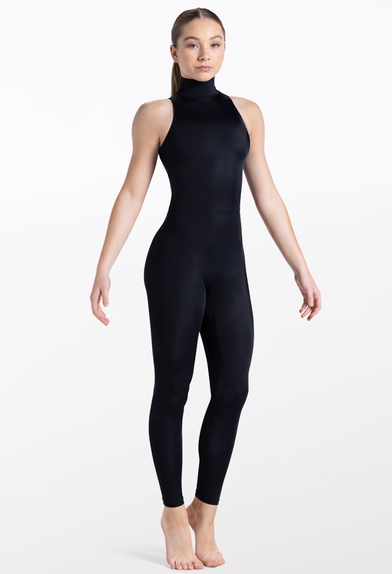 Dance Leotards - Mock Neck Sleeveless Unitard - Black - Extra Large Adult - 14497