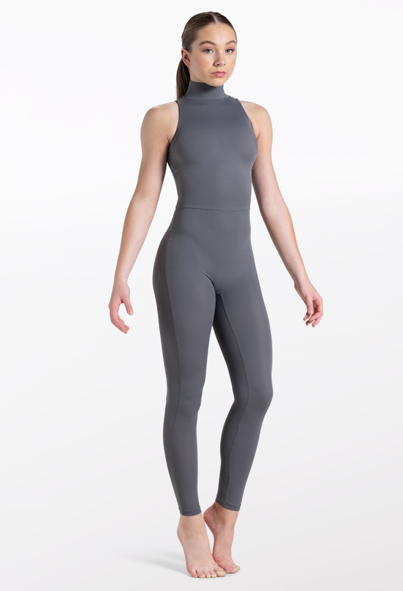 Dance Leotards - Mock Neck Sleeveless Unitard - Gray - Extra Large Adult - 14497