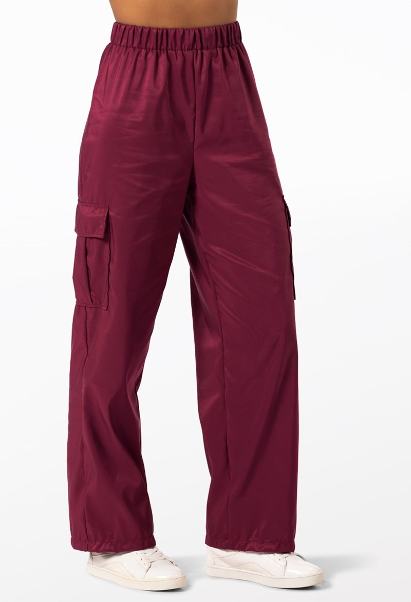 Dance Pants - Wide Leg Cargo Pants - Black Cherry - Medium Child - 14548