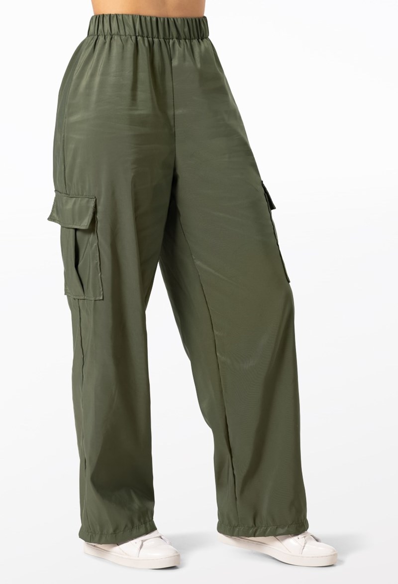 Dance Pants - Wide Leg Cargo Pants - Olive - Large Child - 14548