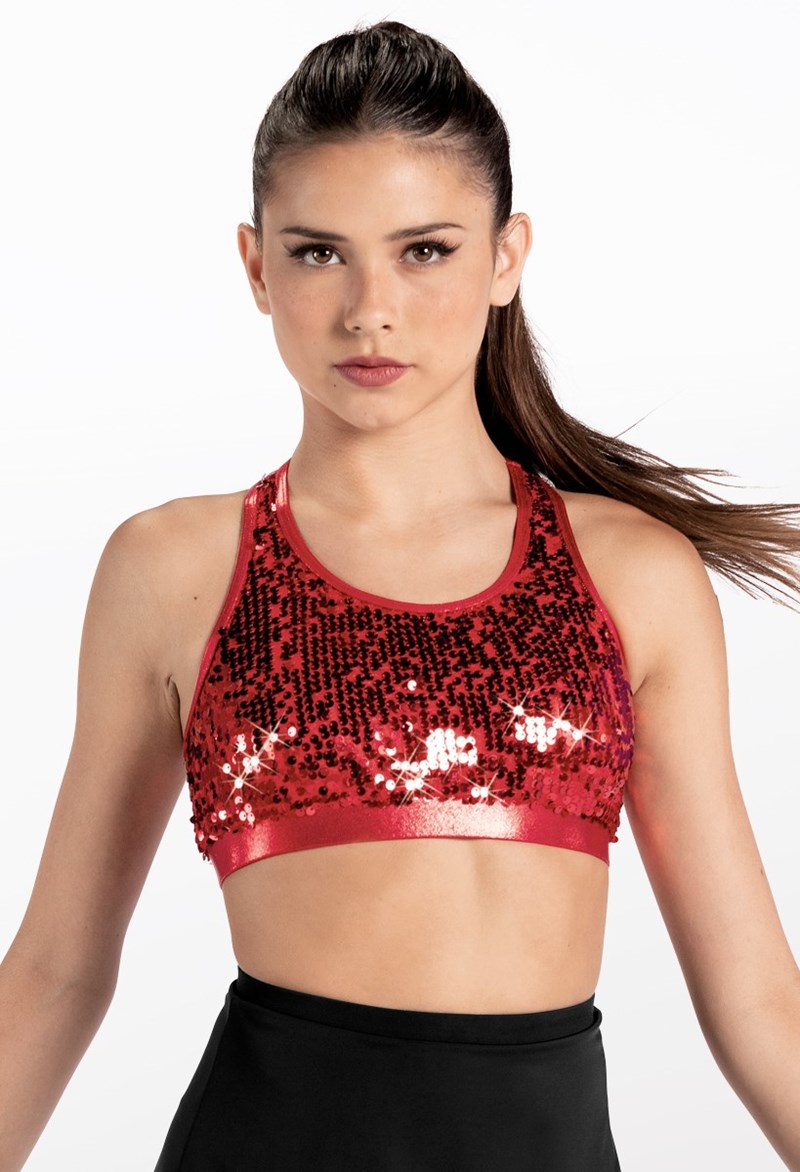 Dance Tops - Ultra Sparkle Bra Top - Red - Large Adult - 14578