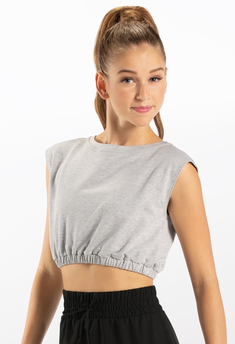 Dance Tops - French Terry Crop Top - Heather Gray - Large Child - 14608