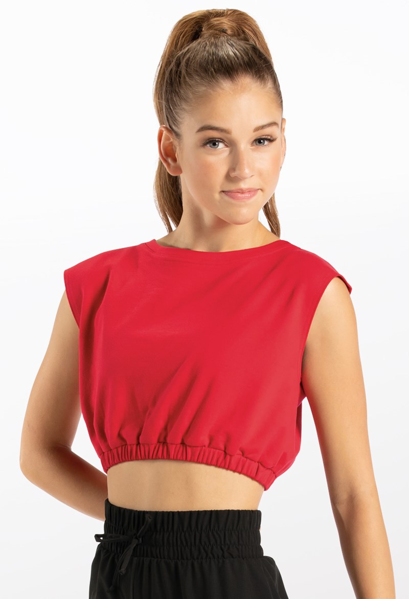 Dance Tops - French Terry Crop Top - Red - Large Adult - 14608