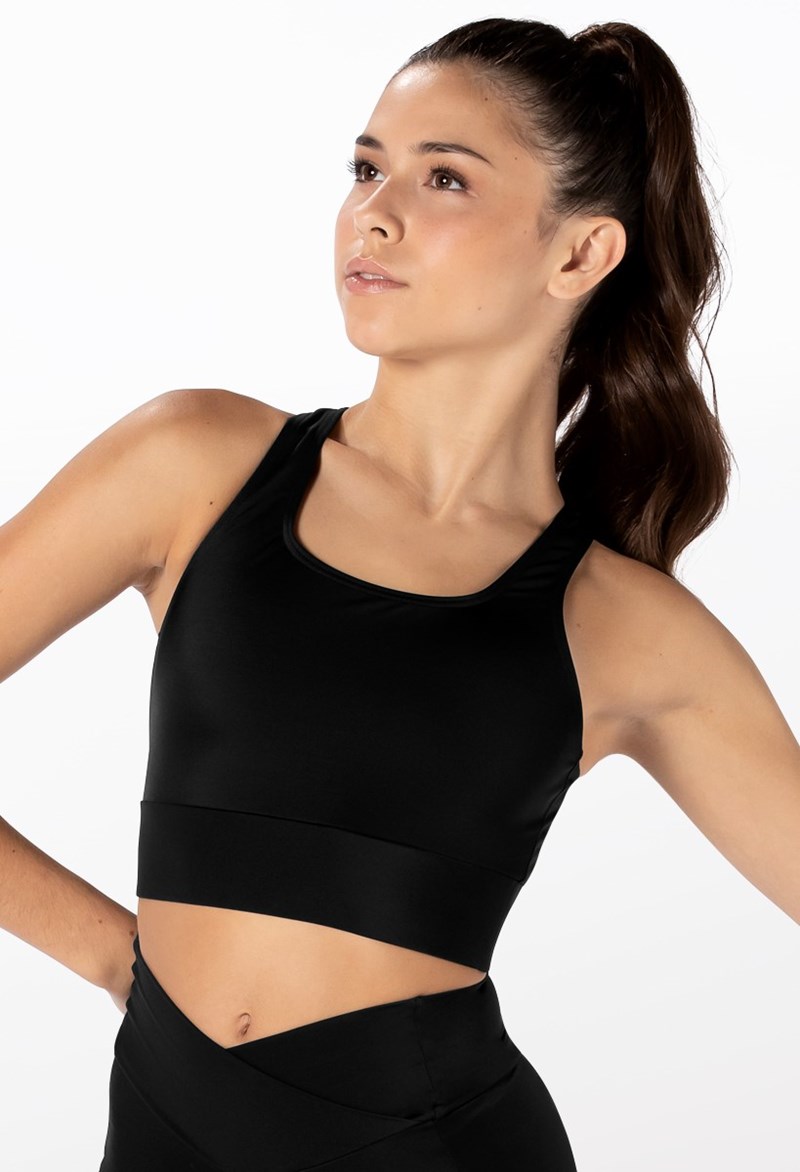 Dance Tops - Square Neck Racerback Crop Top - Black - Extra Small Adult - 14609
