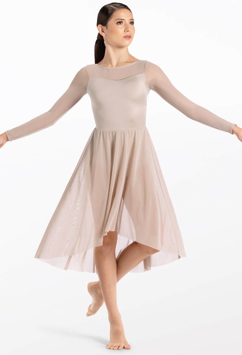 Dance Dresses - Mesh High-Low Midi Dress - LATTE - Medium Child - 14614