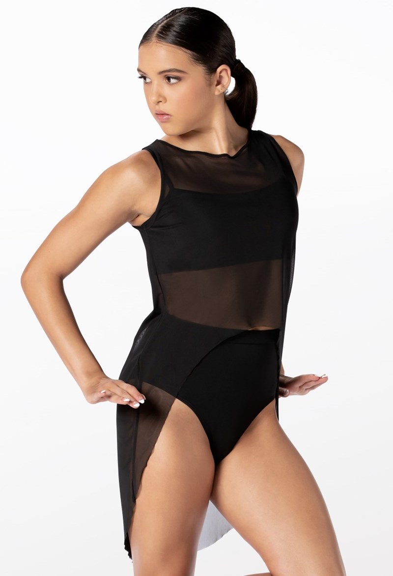 Dance Tops - High-Low Mesh Tunic - Black - Large Adult - 14631