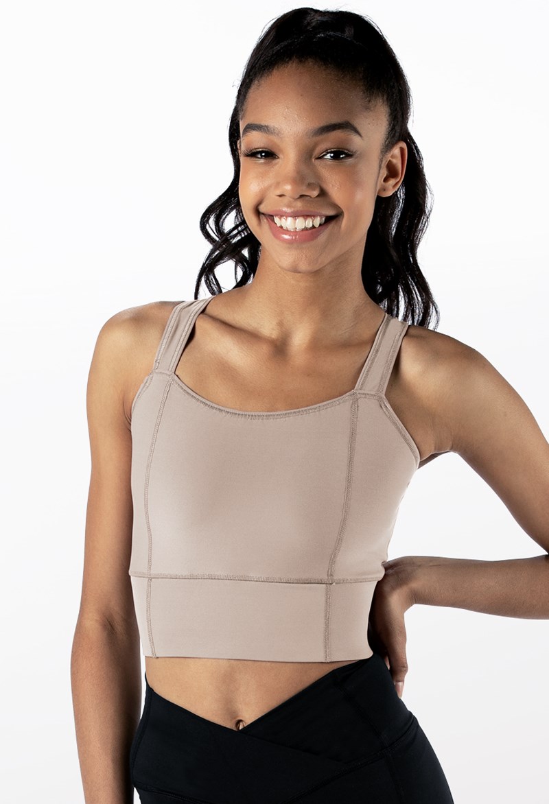 Dance Tops - FlexTek Longer Length Crop Top - LATTE - Intermediate Child - 14775