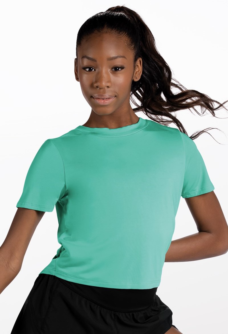 Dance Tops - Ruched Back Drawstring Tee - SPEARMINT - Small Adult - 14791