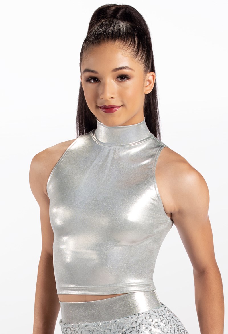 Dance Tops - Sleeveless Metallic Crop Top - Silver - Medium Child - 14826