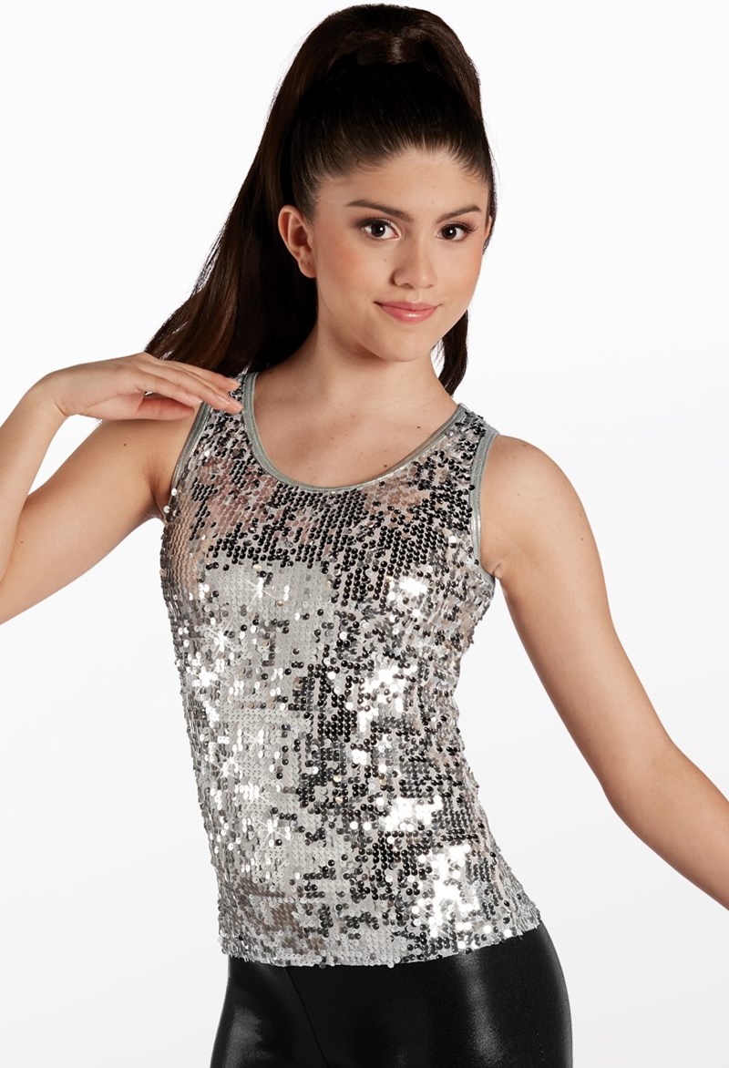 Dance Tops - Ultra Sparkle Tank - Silver - Large Adult - 15146
