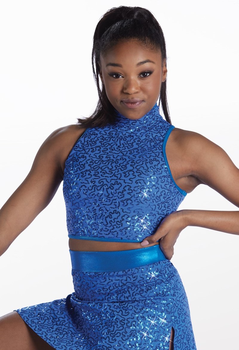 Dance Tops - Sequin Sleeveless Crop - Royal - Medium Child - 15150