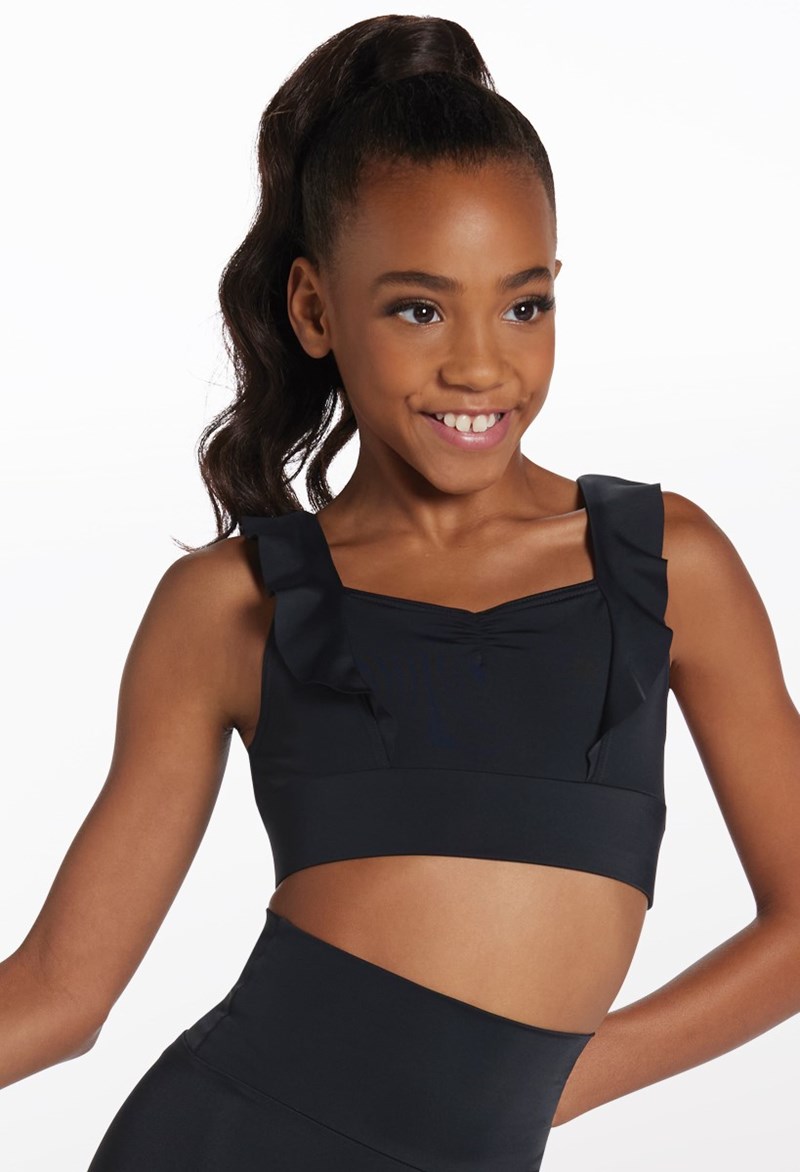 Dance Tops - Ruffled Crop Top - Black - Extra Small Adult - 15213