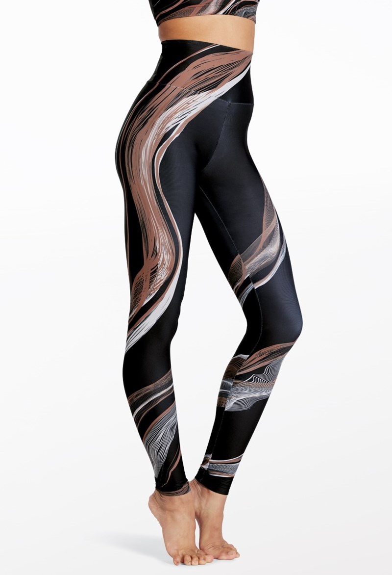 Dance Pants - Marbled Swirl Leggings - LATTE SWIRL - Medium Adult - 15229