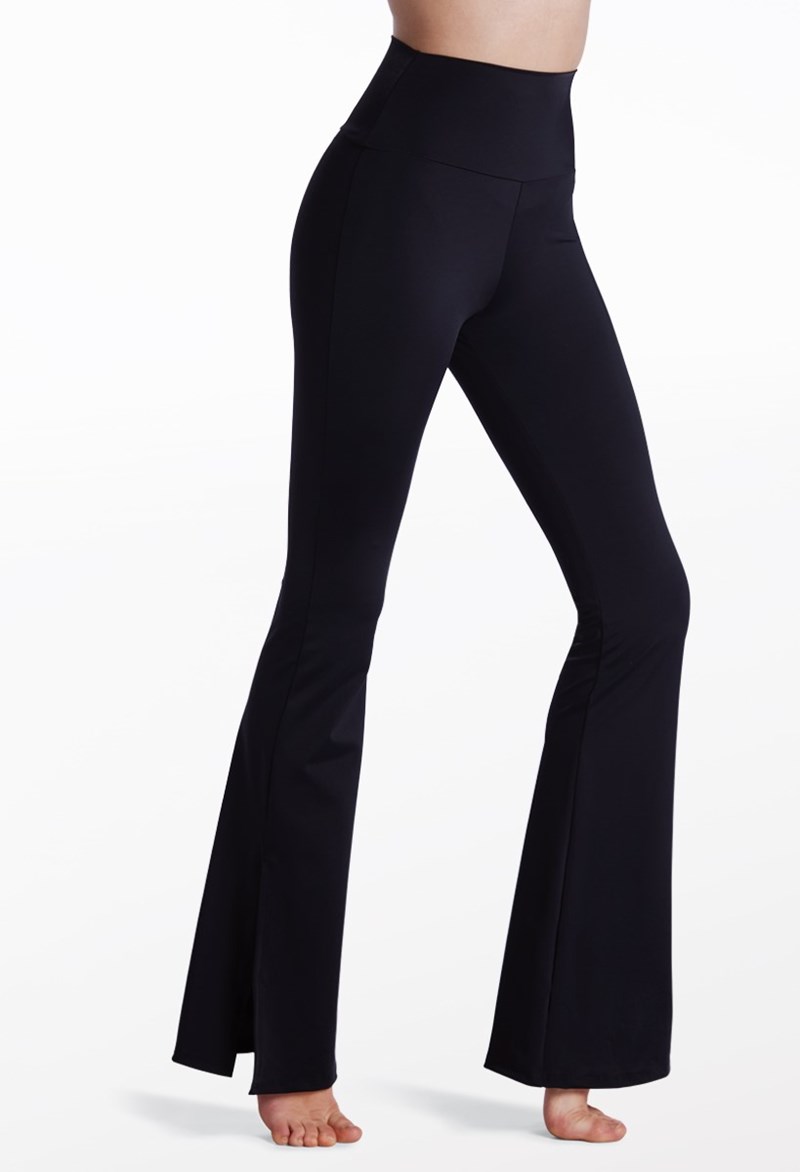 Dance Pants - Side-Split Flare Leggings - Black - Medium Adult - 15230