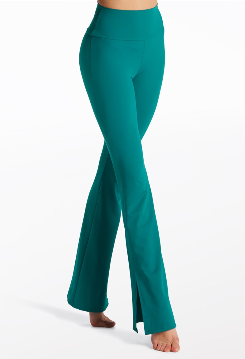 Dance Pants - Side-Split Flare Leggings - Jade - Medium Adult - 15230