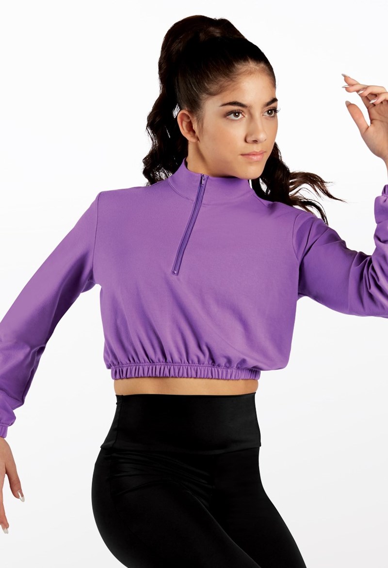 Dance Tops - French Terry Cropped Pullover - AMETHYST - Small Child - 15233