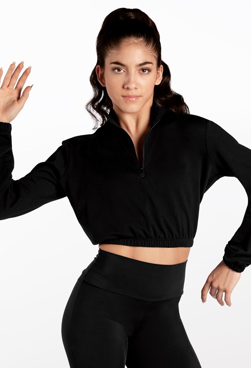 Dance Tops - French Terry Cropped Pullover - Black - Large Adult - 15233