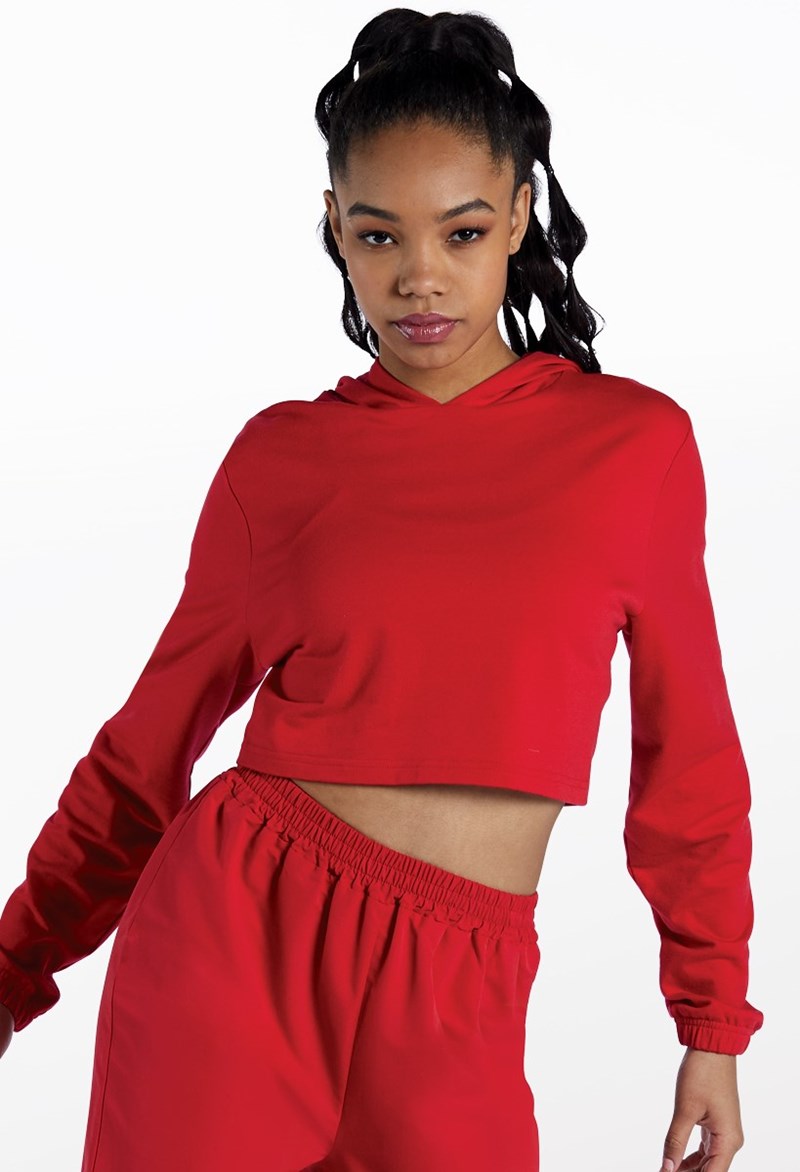 Dance Tops - Cutout Laced Back Hoodie - Red - Medium Child - 15283