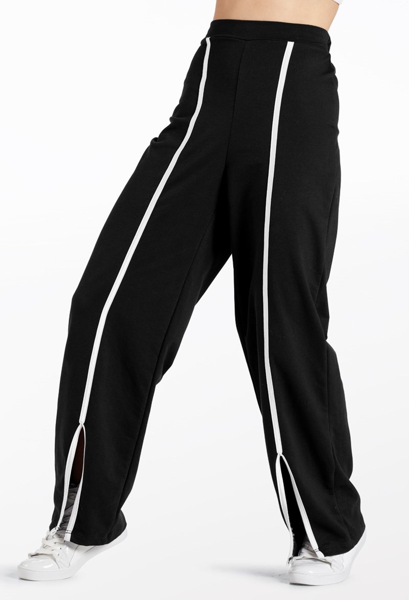 Dance Pants - French Terry Split-Front Pants - Black - Medium Child - 15426