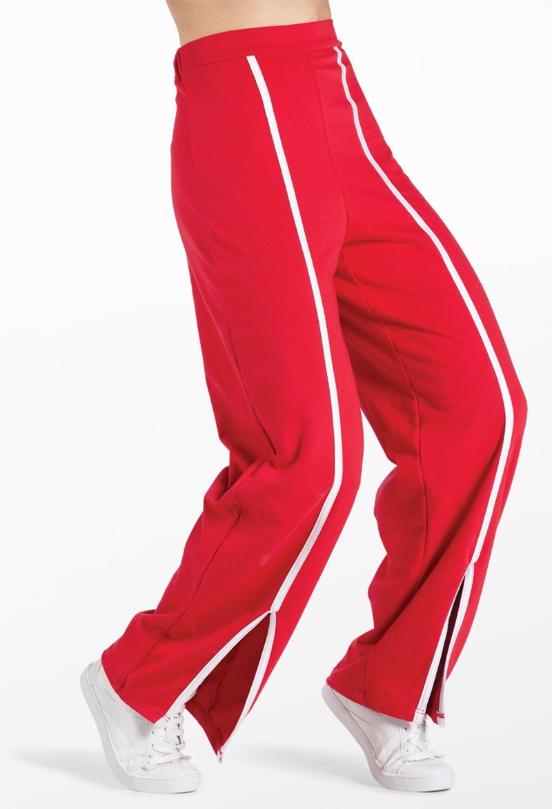 Dance Pants - French Terry Split-Front Pants - Red - Medium Adult - 15426