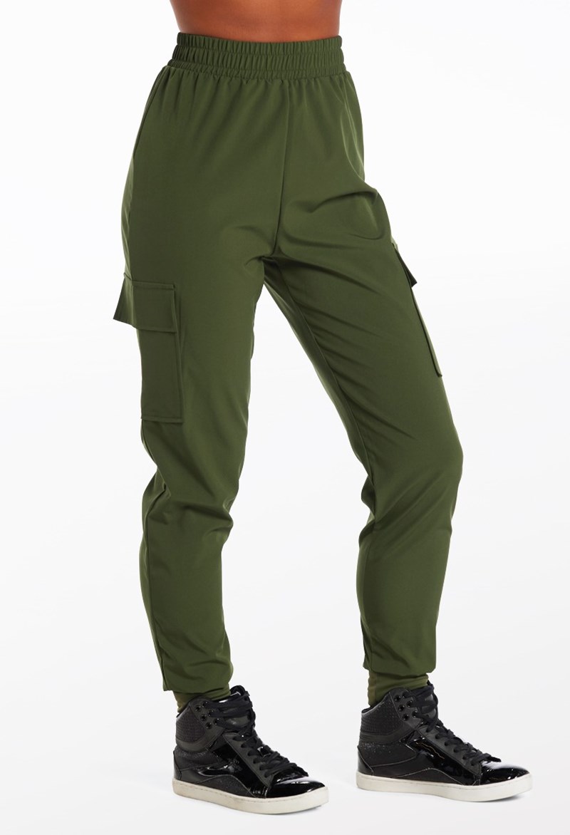 Dance Pants - Slim Fit Cargo Joggers - Olive - Extra Large Adult - 15737