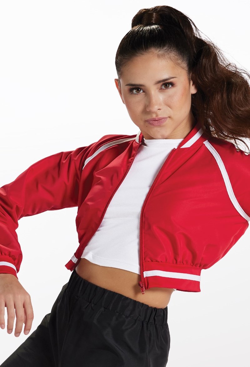 Dance Tops - Cropped Bomber Jacket - Red - Medium Child - 15740
