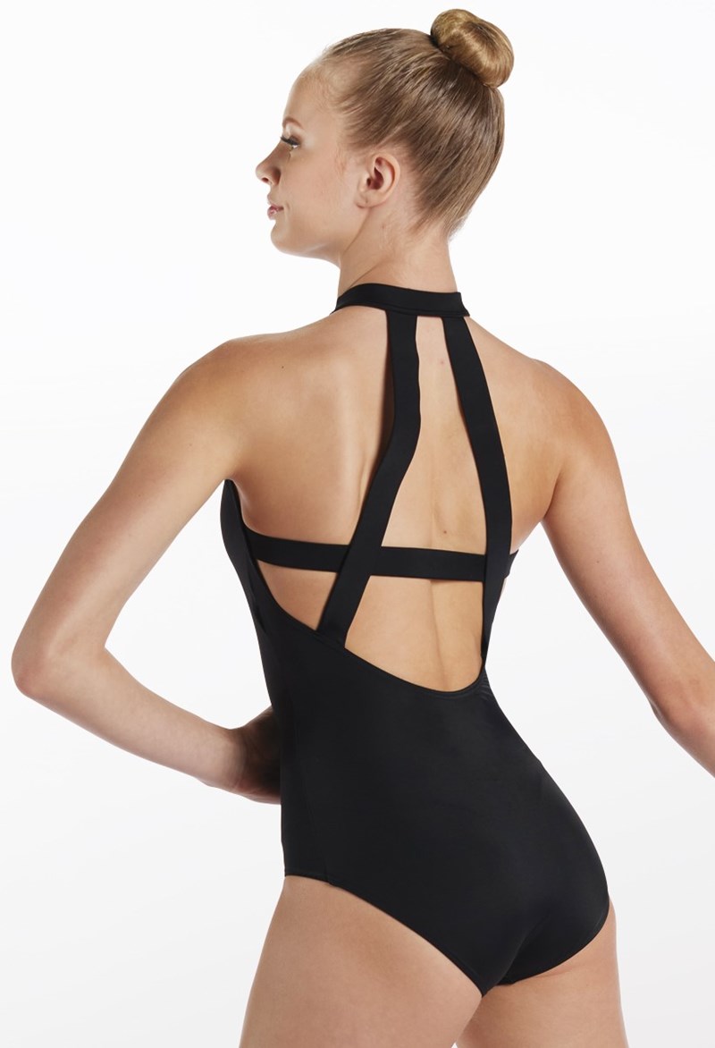 Dance Leotards - Zip-Front Halter Leotard - Black - Extra Large Adult - 15787