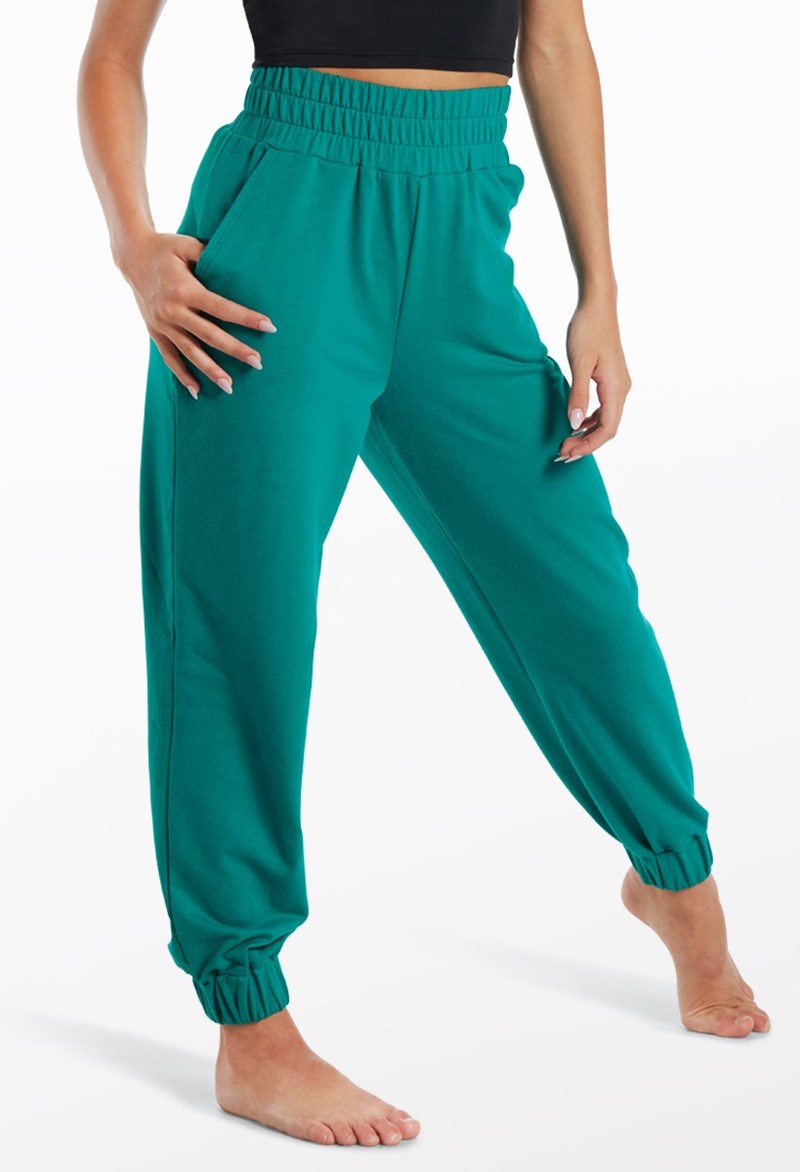 Dance Pants - French Terry Pocket Joggers - Jade - Small Adult - 15789