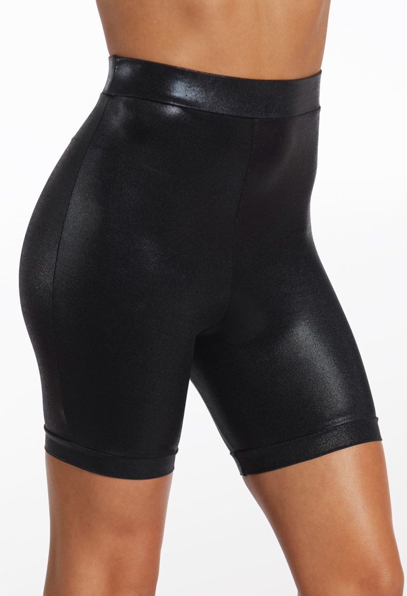 Dance Shorts - Metallic Longline Shorts - Black - Medium Adult - 15884
