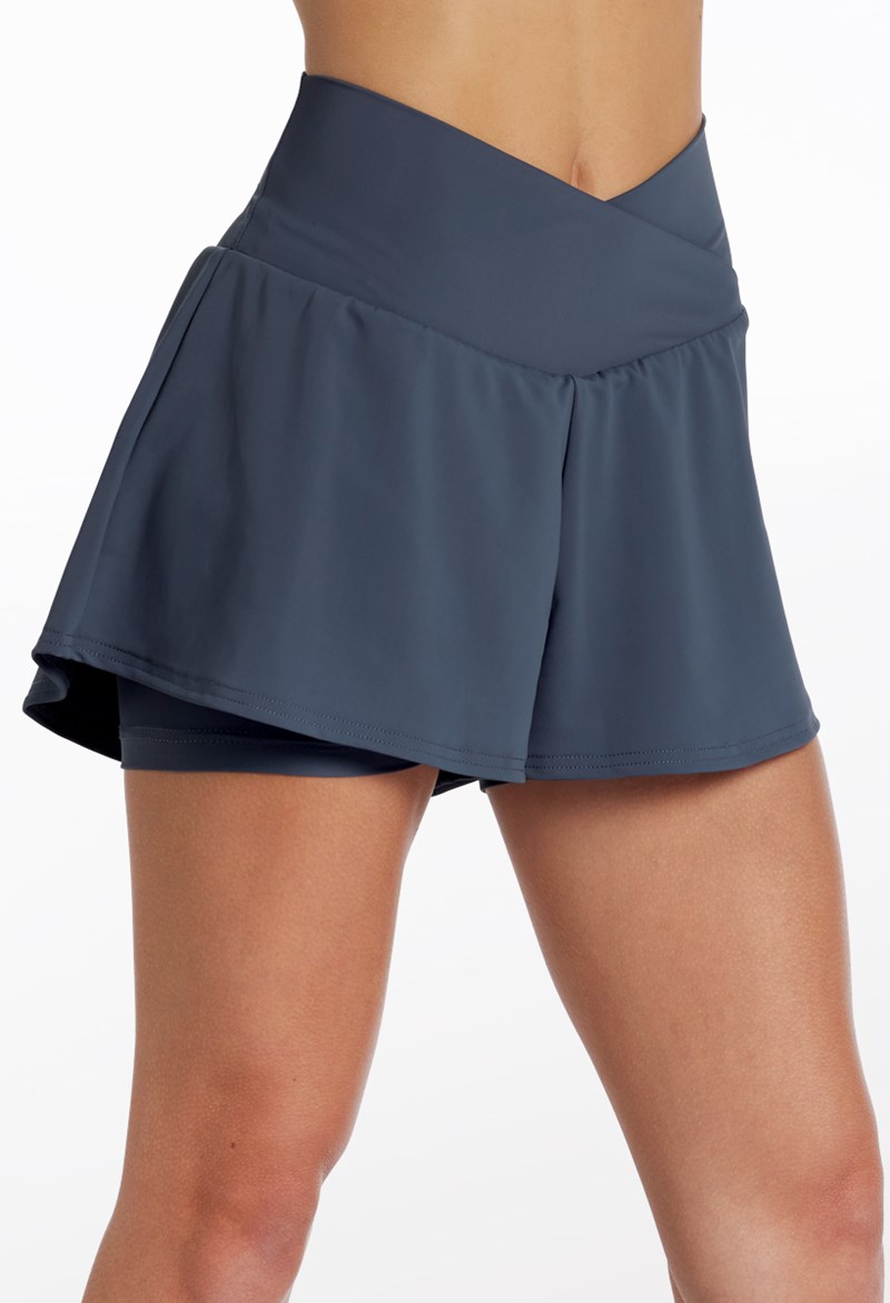 Dance Shorts - V-Waist Two-In-One Shorts - INDIGO - Small Adult - 16405