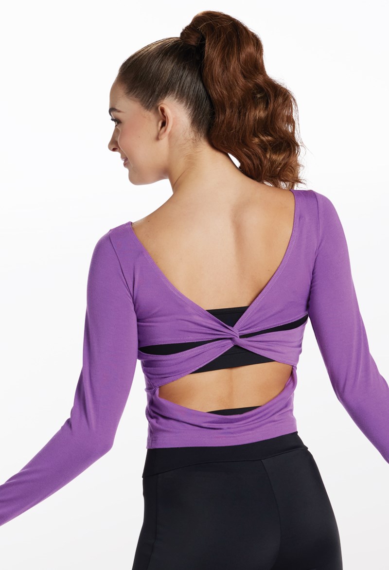 Dance Tops - Long Sleeve Twist Back Top - AMETHYST - Extra Small Adult - 16412