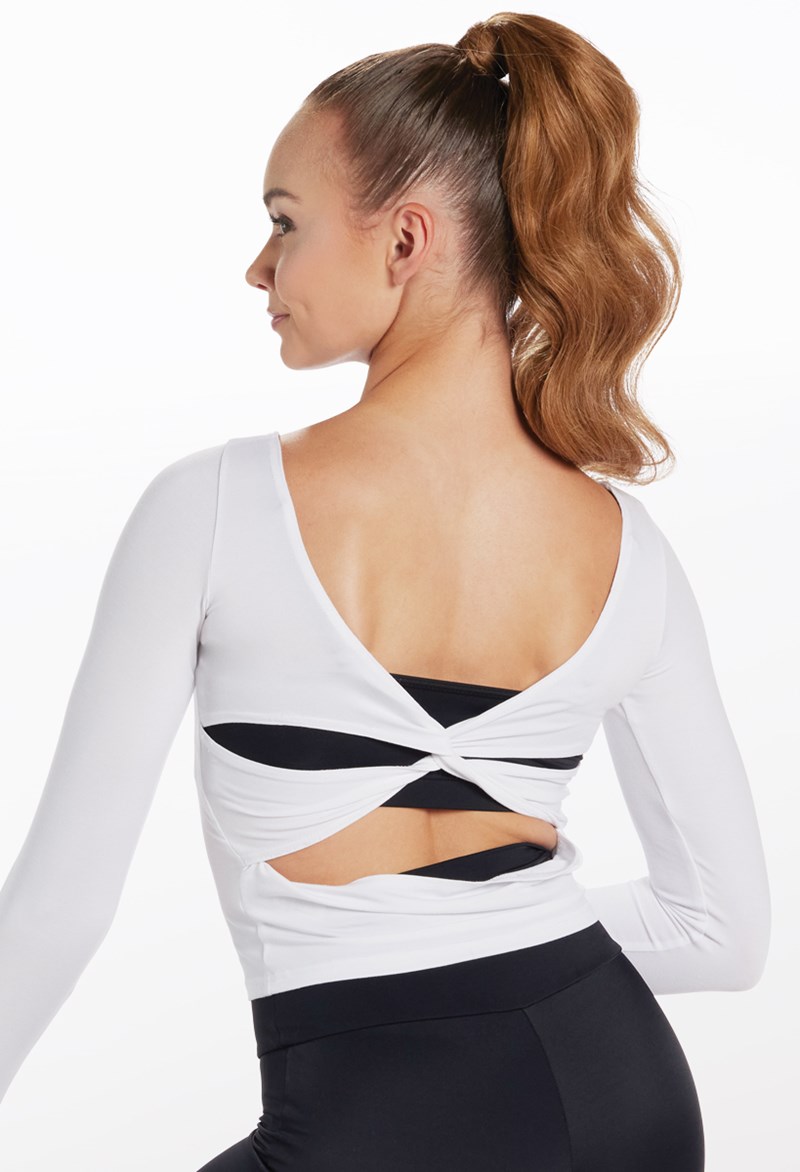 Dance Tops - Long Sleeve Twist Back Top - White - Extra Large Adult - 16412