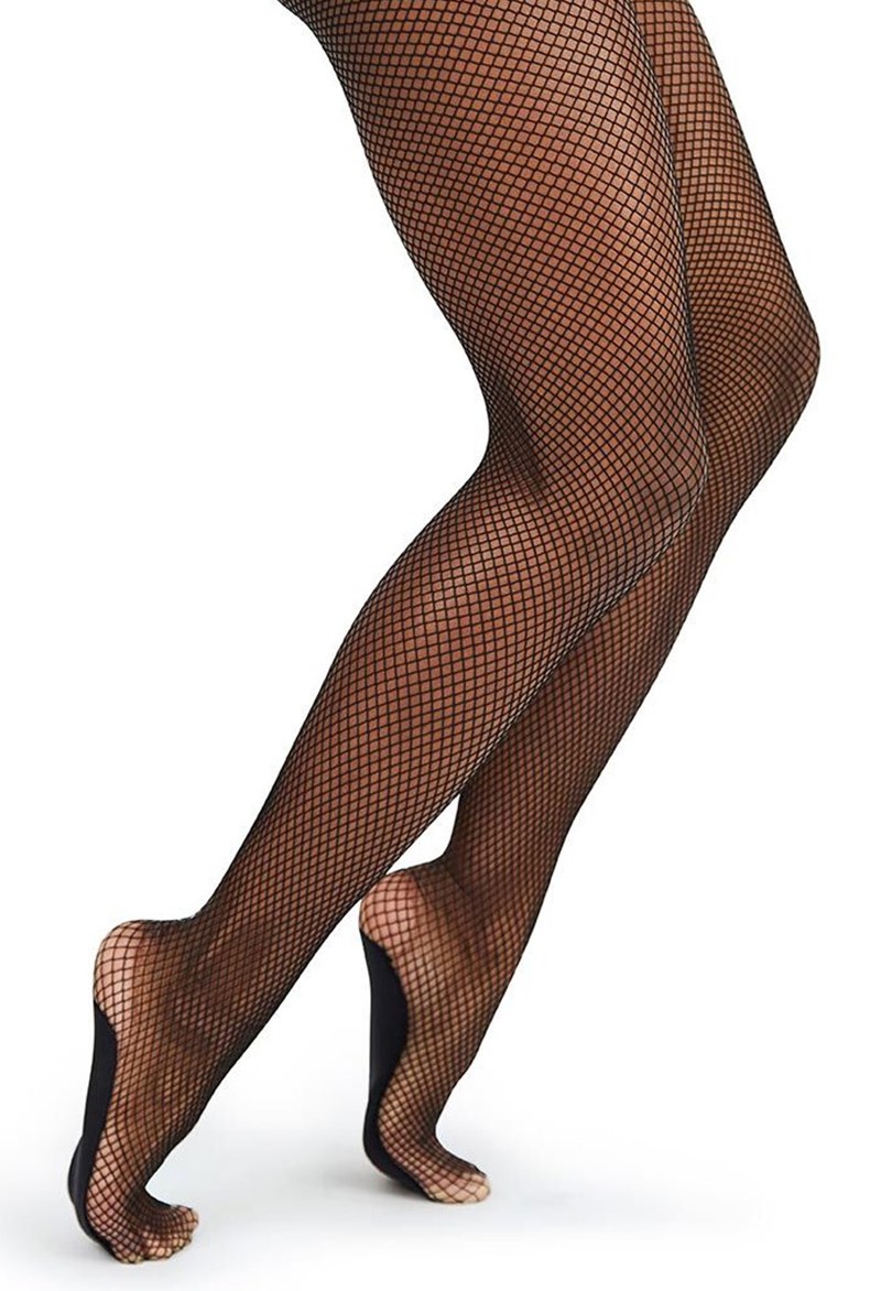 Dance Tights - Capezio Seamless Fishnet Tight - Black - Extra Large Adult - 3000