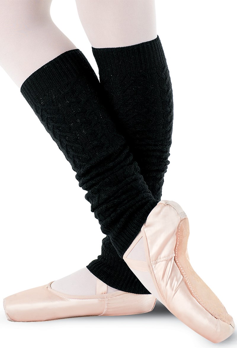 Dance Accessories - Cable Knit Legwarmers - Black - ADLT - 99-8952