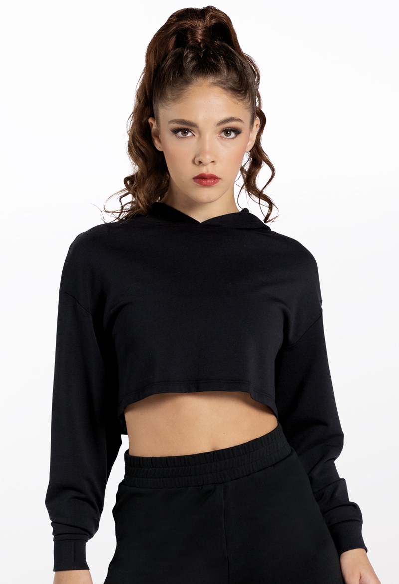 Dance Tops - Long Sleeve Cropped Hoodie - Black Cherry - Large Adult - AH10417